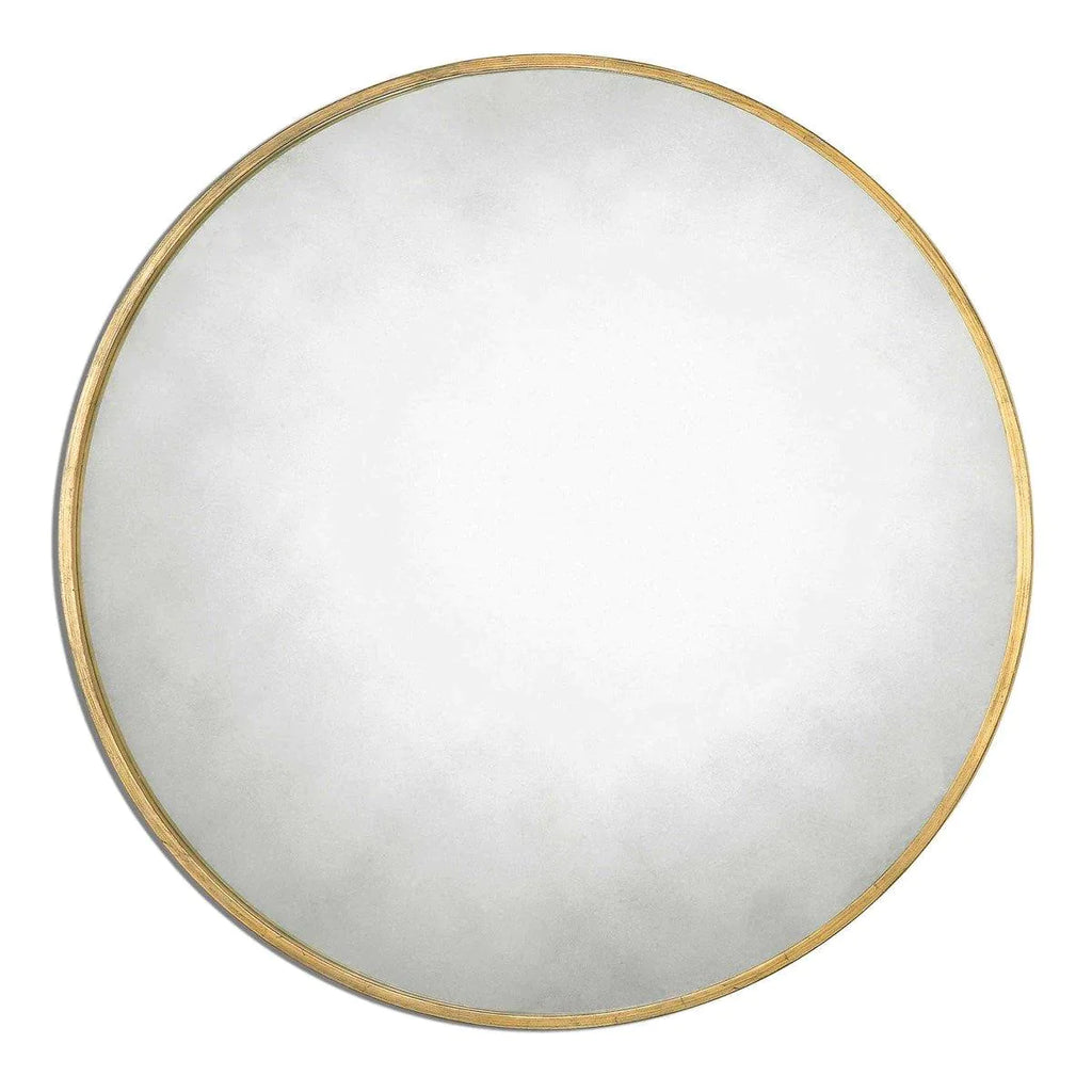 Round Mirror with Antiqued Gold Leaf Frame - Wall Mirrors - The Well Appointed House
