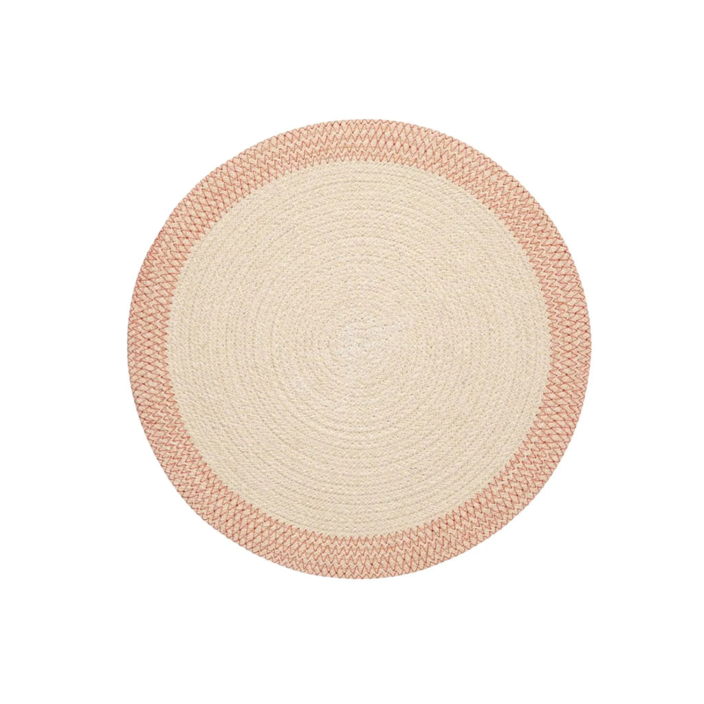 Round Natural & Pink Cotton and Jute Woven Placemats - Placemats & Napkin Rings - The Well Appointed House