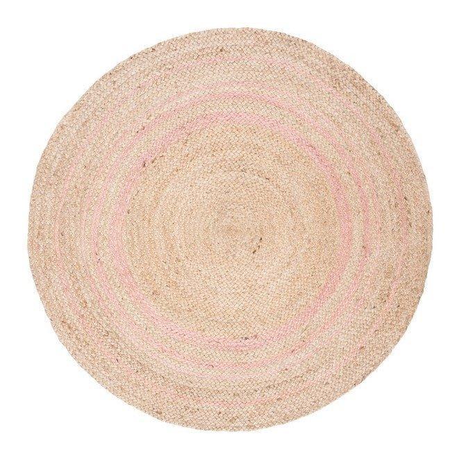 Round Pink and Natural Striped Jute Area Rug – The Well Appointed House