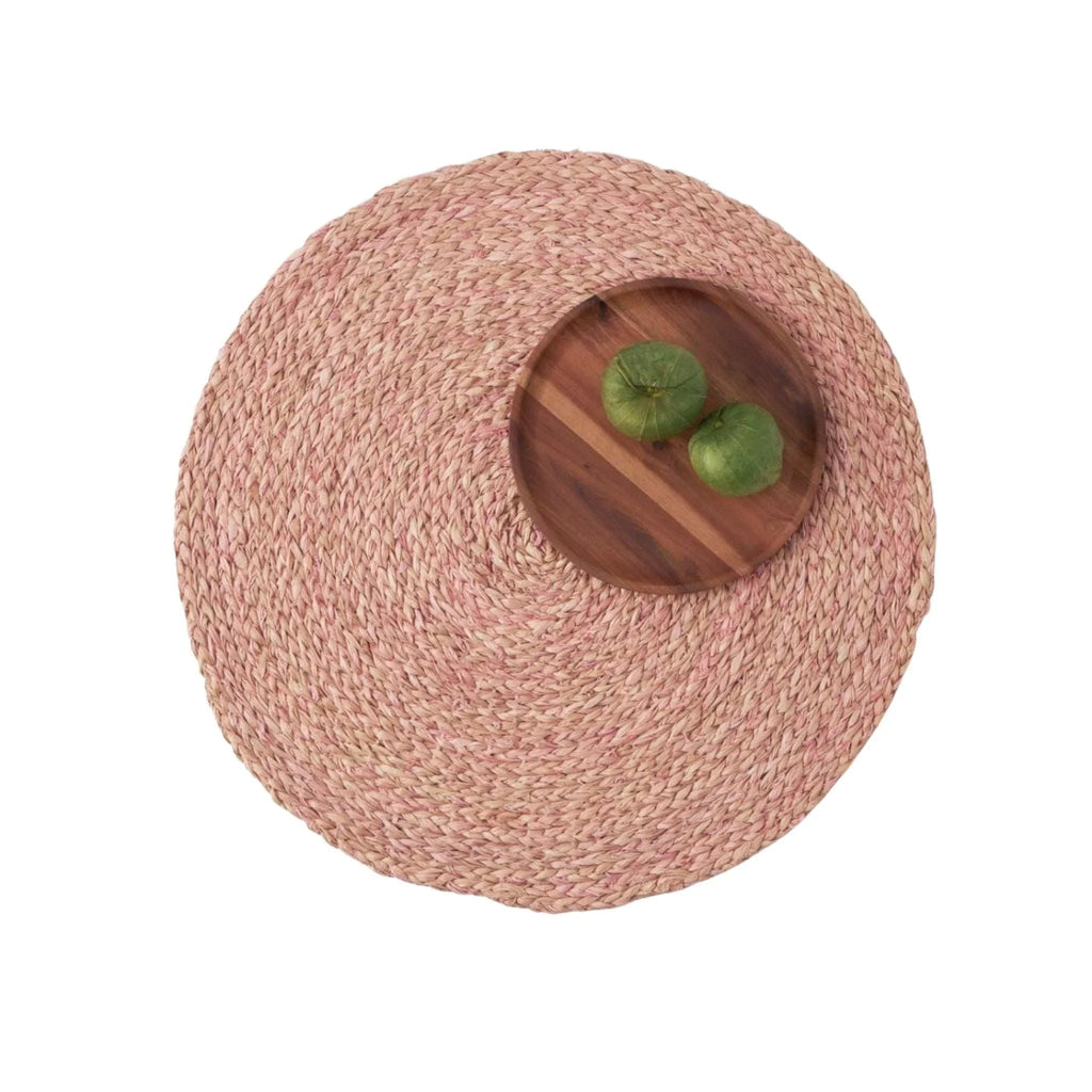 Round Pink Raffia Placemats - Placemats & Napkin Rings - The Well Appointed House