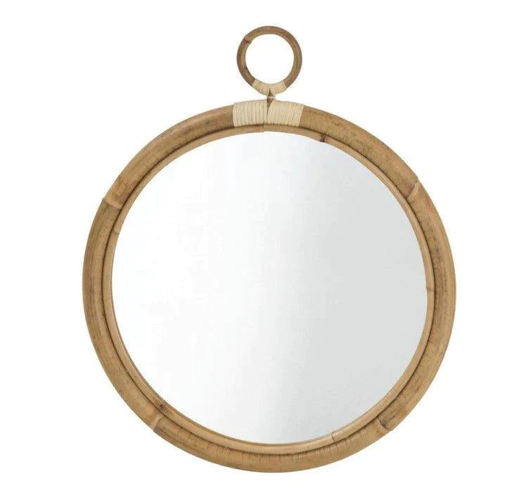Round Rattan Mirror - Available in Two Sizes - Wall Mirrors - The Well Appointed House