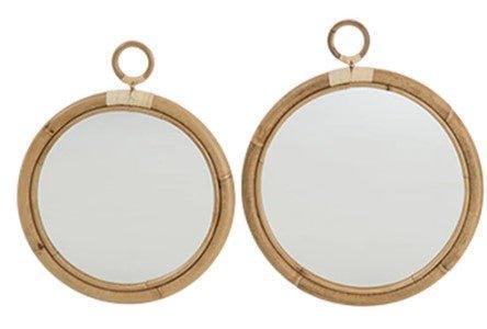 Round Rattan Mirror - Available in Two Sizes - Wall Mirrors - The Well Appointed House
