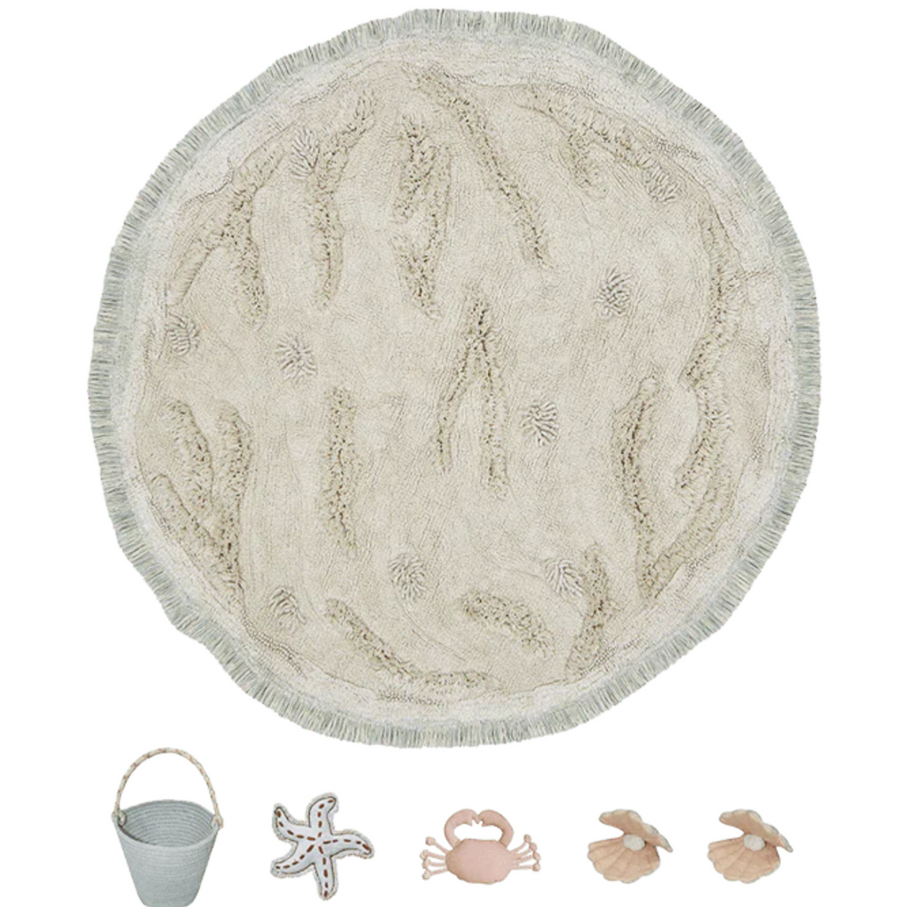 Round Washable Beach Play Children's Rug - The Well Appointed House 