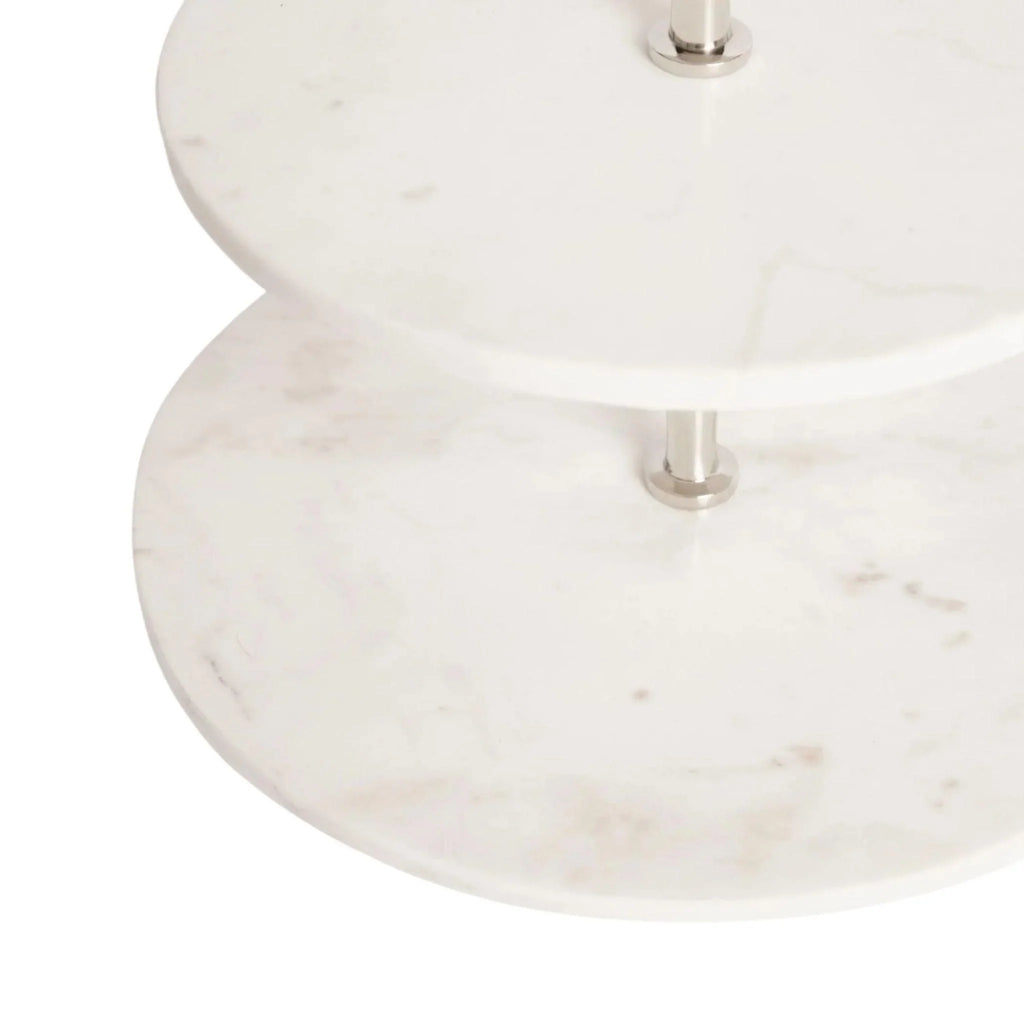 Round White Marble Three Tiered Serving Stand - Serveware - The Well Appointed House