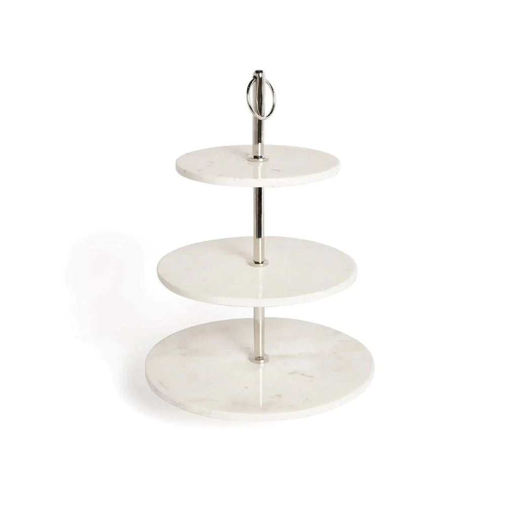 Round White Marble Three Tiered Serving Stand - Serveware - The Well Appointed House