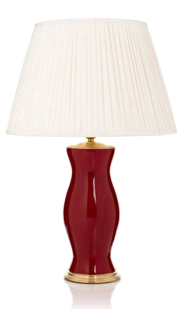 Ruby Red Handblown Glass Lamp with Brass Accents - Table Lamps - The Well Appointed House