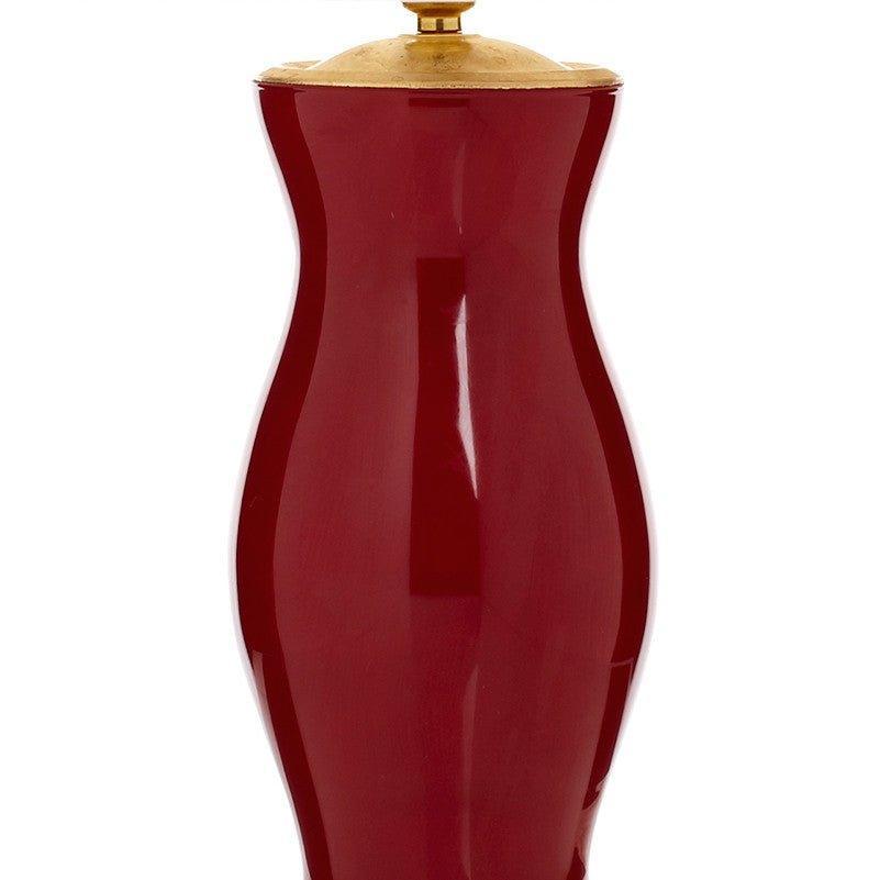 Ruby Red Handblown Glass Lamp with Brass Accents - Table Lamps - The Well Appointed House