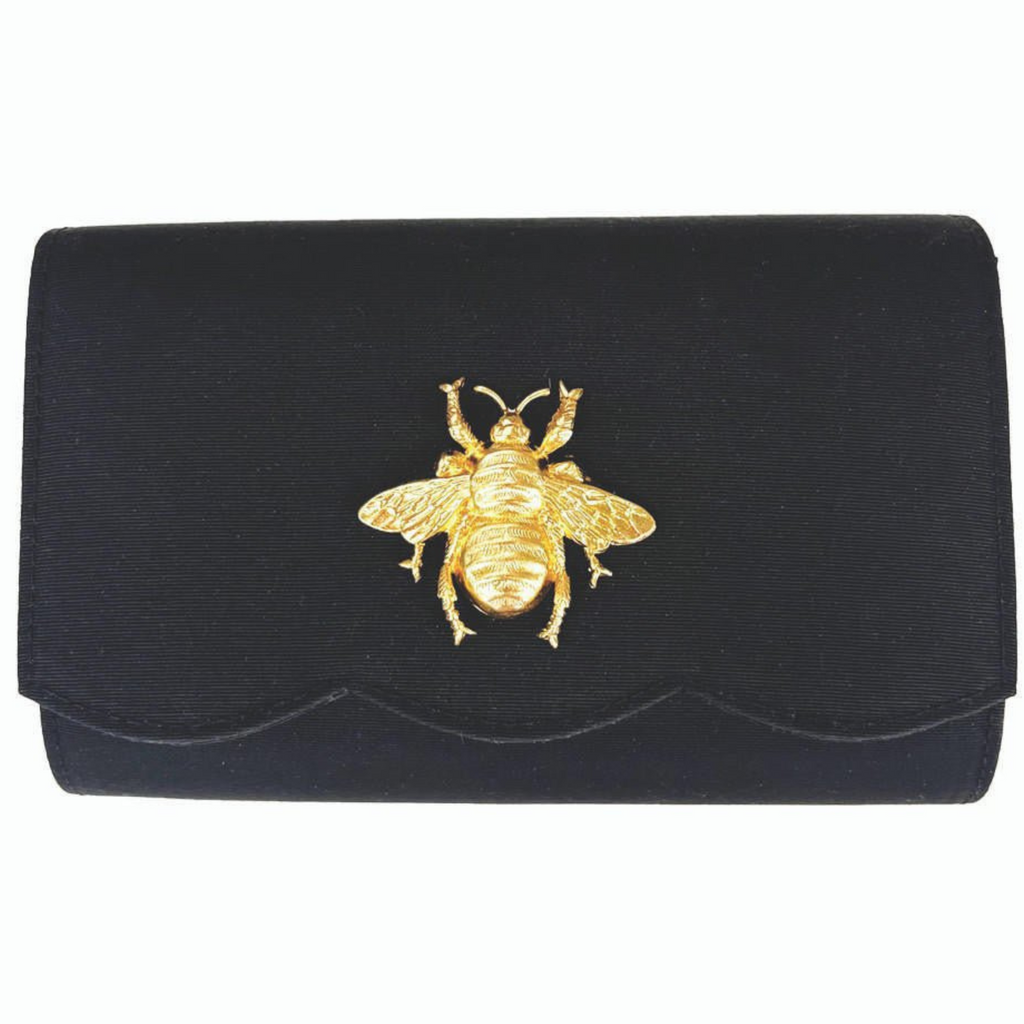 Ruby Scalloped Black Faille Clutch - The Well Appointed House 