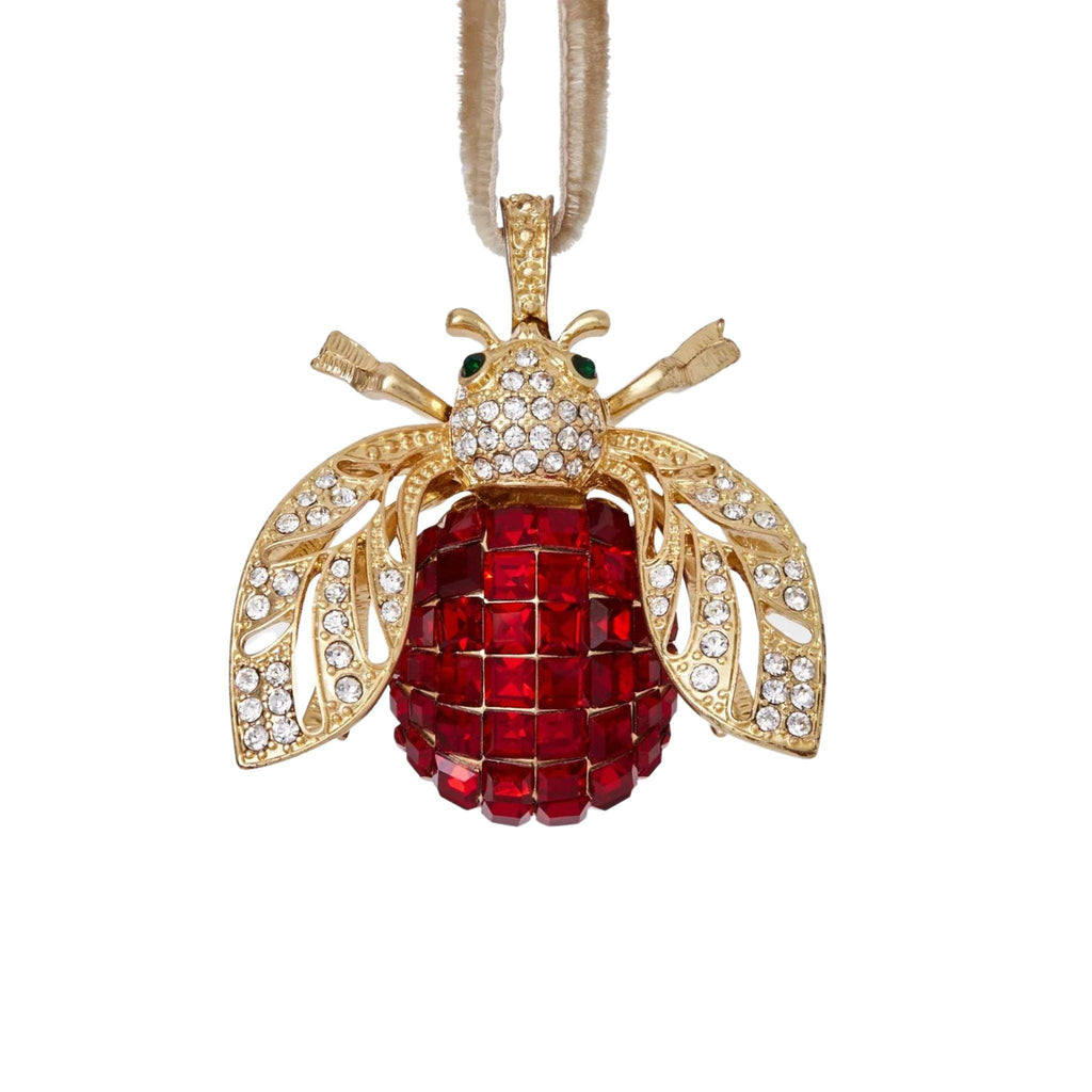 Ruby Sparkle Bee Hanging Ornament - Christmas Ornaments - The Well Appointed House