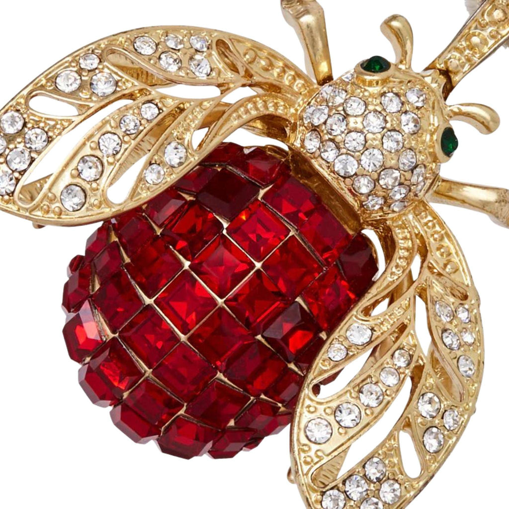 Ruby Sparkle Bee Hanging Ornament - Christmas Ornaments - The Well Appointed House
