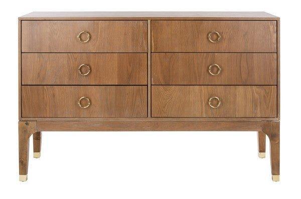 Rustic Oak 6 Drawer Dresser With Brass Hardware - Dressers & Armoires - The Well Appointed House
