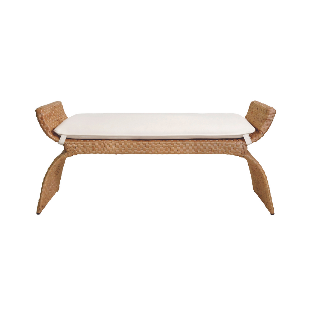 Sachi Woven Water Hyacinth Bench - The Well Appointed House