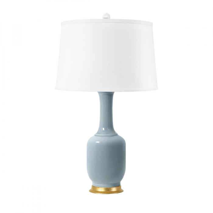 Safira Mallet-Shaped Lamp in Sky Blue on Gold Leaf Base - the well appointed house