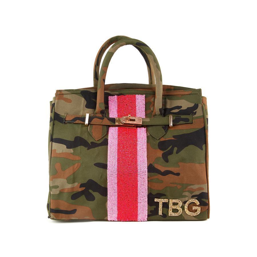 Safari Chic Camo Tote With Beaded Stripe - Gifts for Her - The Well Appointed House