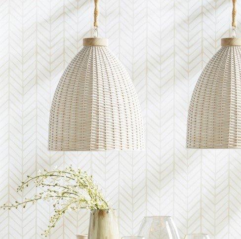 Salinas Whitewashed Wicker Pendant Light - Chandeliers & Pendants - The Well Appointed House