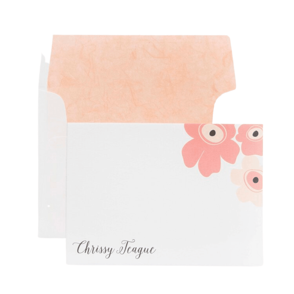 Salmon & Blush Flowers Personalized Stationery - D65 - Stationery - The Well Appointed House