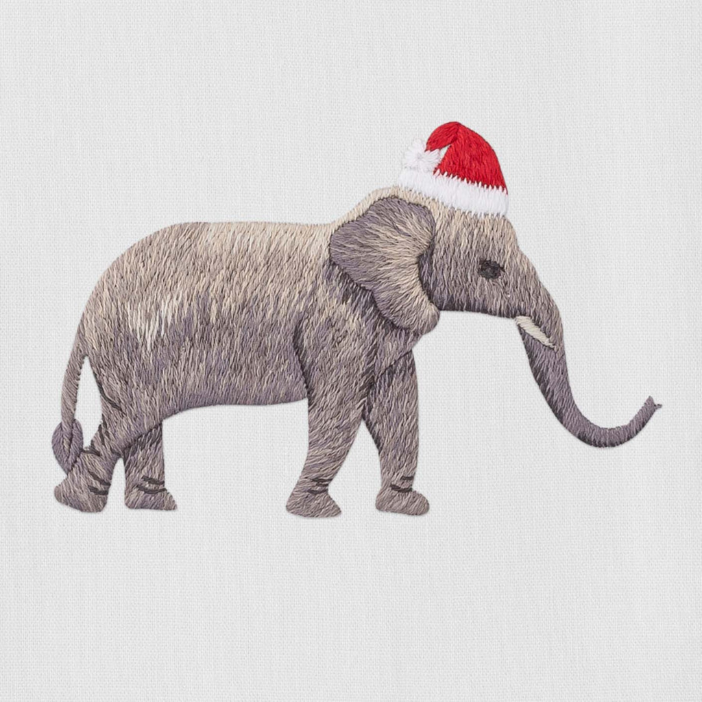 Set of 4 Santa Hat Elephant Christmas Hand Towels - The Well Appointed House