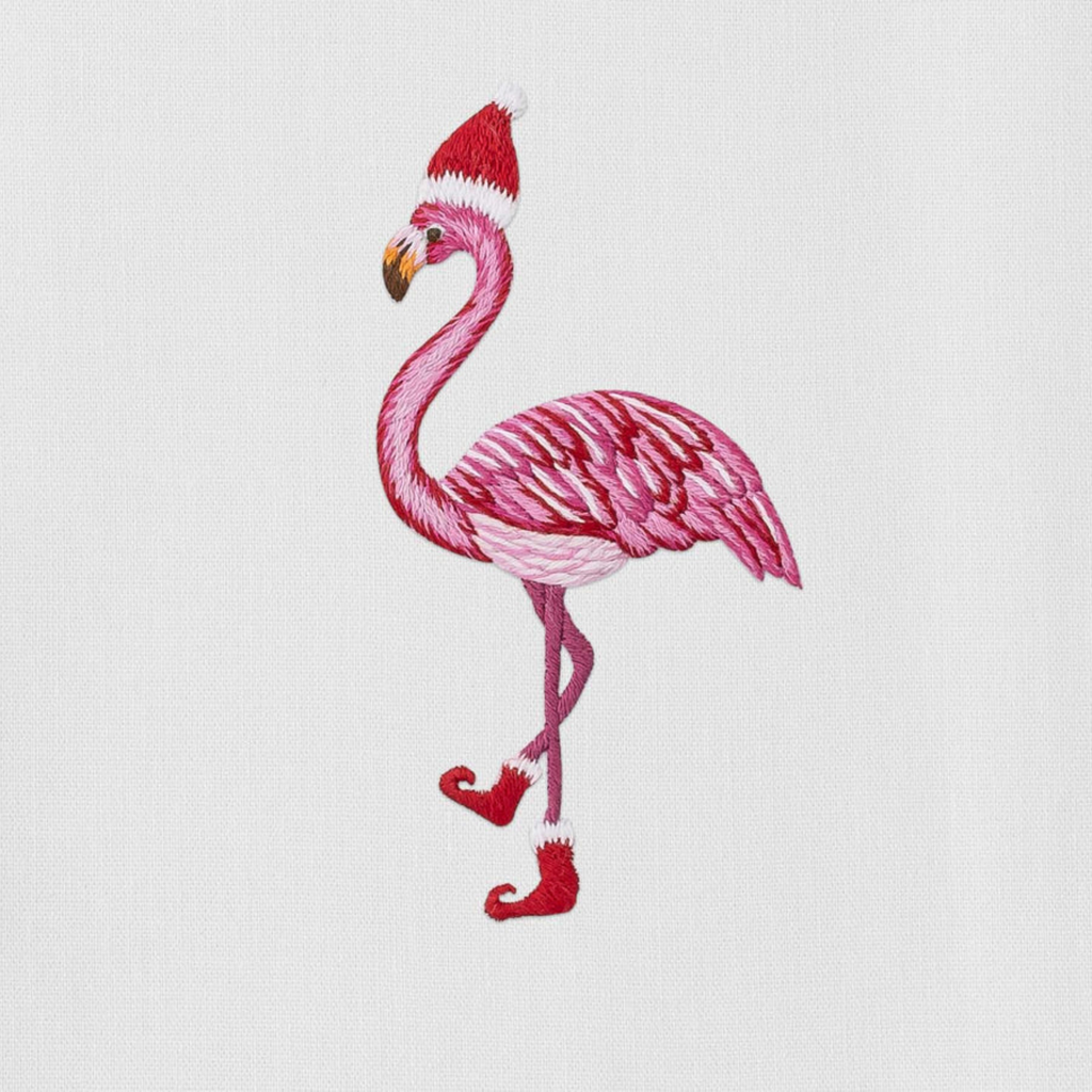 Set of 4 Santa Hat Flamingo Christmas Hand Towels - The Well Appoiinted House