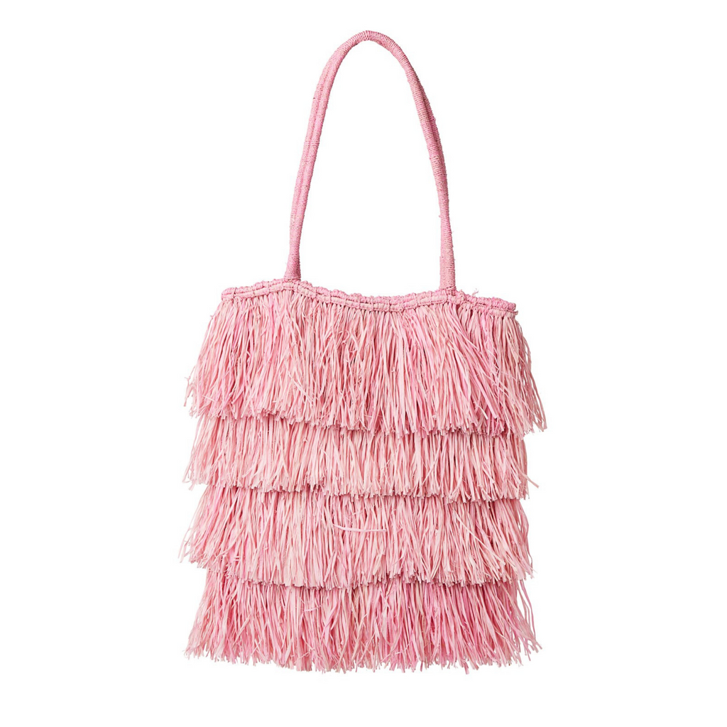 Pink Sasha Woven Raffia Tote - The Well Appointed House