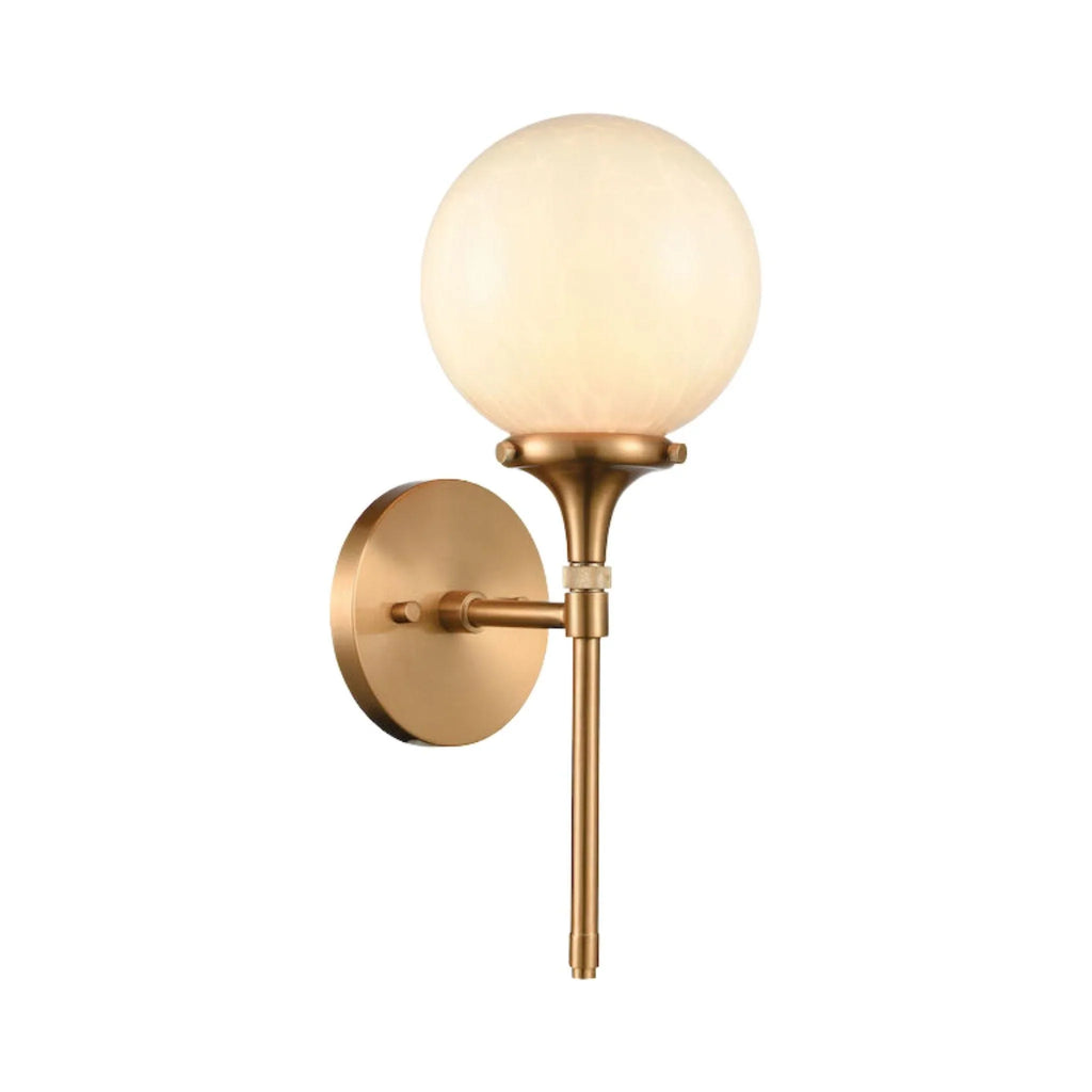 Satin Brass Wall Sconce with White Globe - Sconces - The Well Appointed House