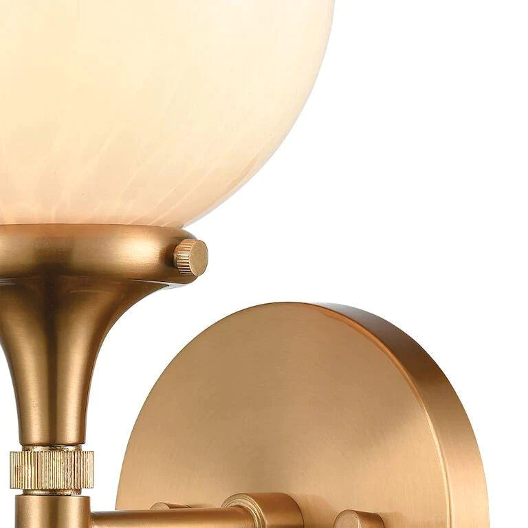 Satin Brass Wall Sconce with White Globe - Sconces - The Well Appointed House