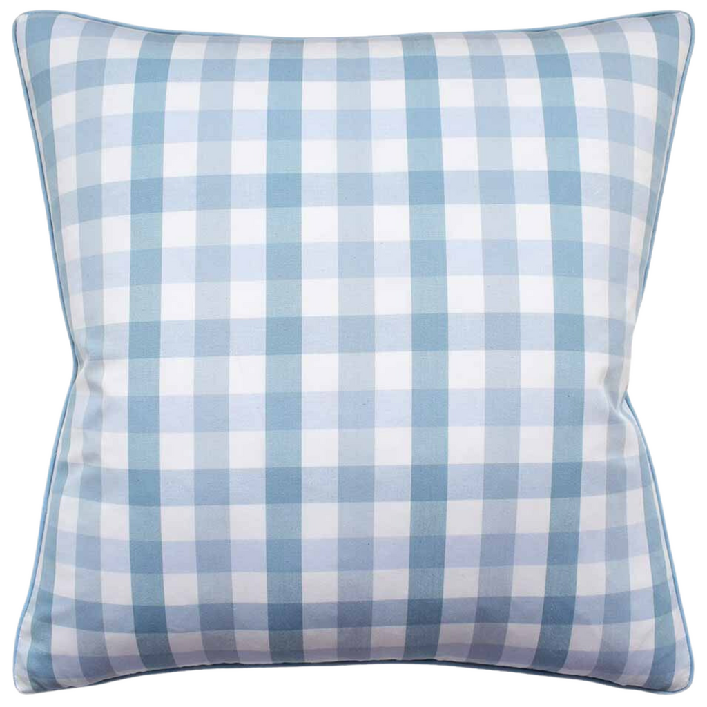 Saybrook Spa Blue Check Pillow - The Well Appointed House 