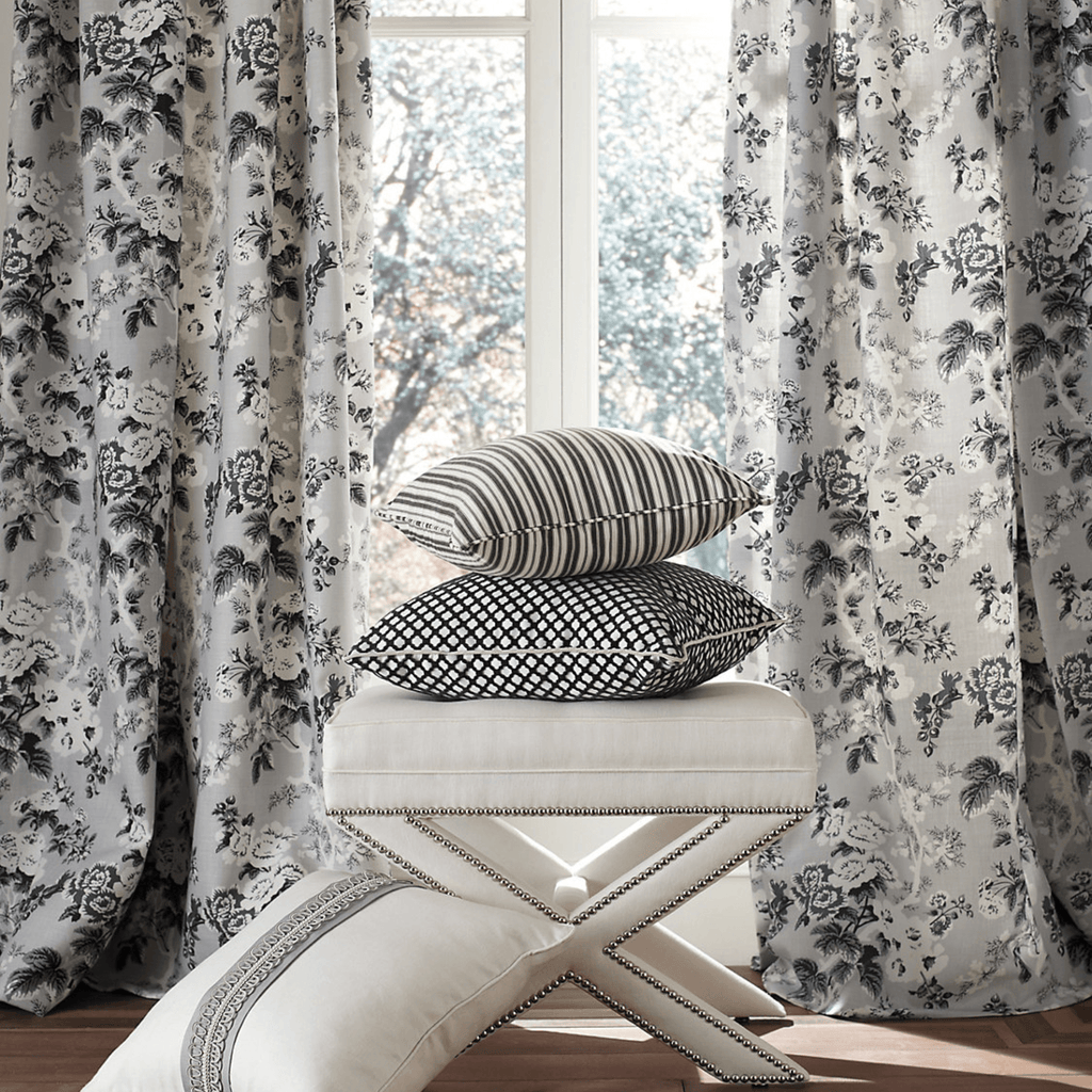 Scalamandre Ascot Linen Print Fabric in French Grey - Fabric by the Yard - The Well Appointed House