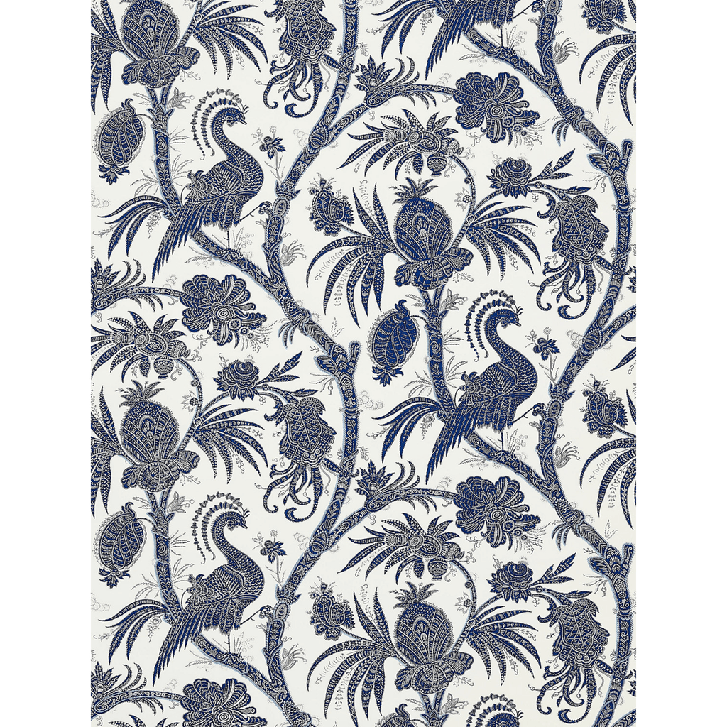 Scalamandre Balinese Peacock Fabric in Indigo Blue - Fabric by the Yard - The Well Appointed House