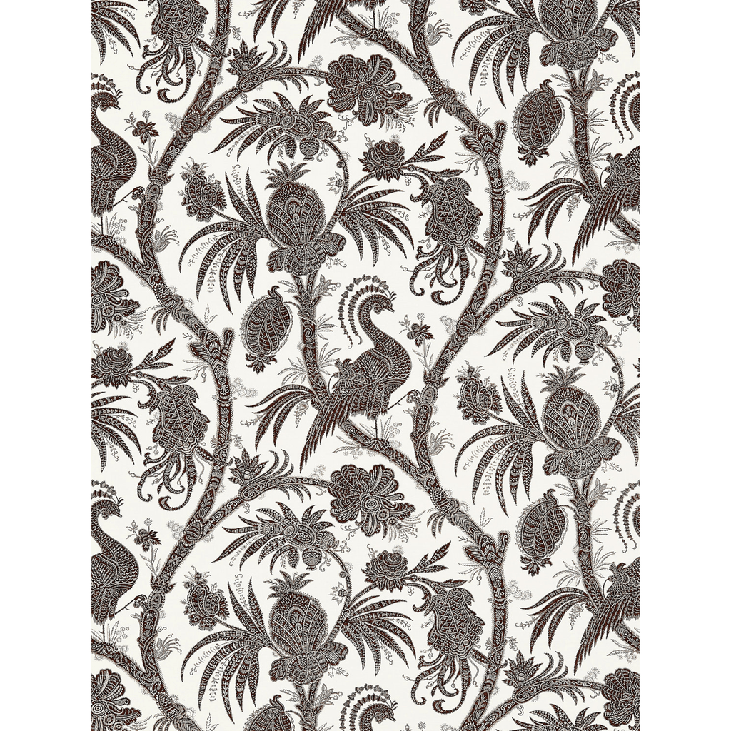 Scalamandre Balinese Peacock Fabric in Java Brown - Fabric by the Yard - The Well Appointed House