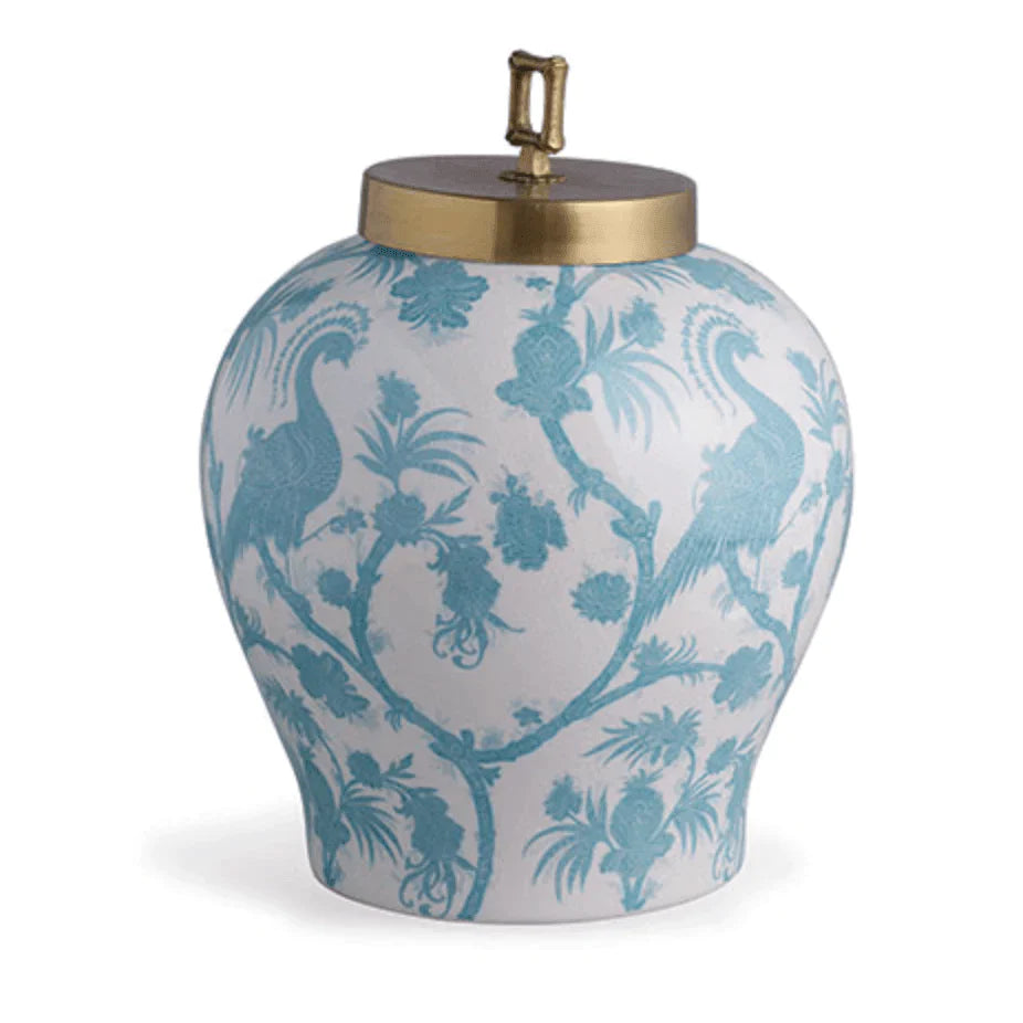 Scalamandre Balinese Peacock Turquoise Porcelain Jar - Vases & Jars - The Well Appointed House