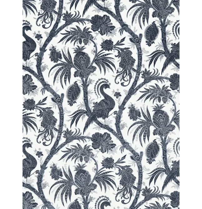Scalamandre Balinese Peacock Wallcovering in Indigo Blue - Wallpaper - The Well Appointed House