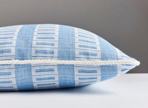 Scalamandre Bluebell Lark Geometric Striped Cotton Pillow - Pillows - The Well Appointed House