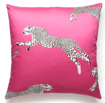 Scalamandre Bubblegum Pink Leaping Cheetah Decorative Throw Pillow - Pillows - The Well Appointed House
