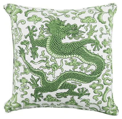 Scalamandre Chi'en Hyacinth Jade Green Dragon Decorative Throw Pillow - Pillows - The Well Appointed House