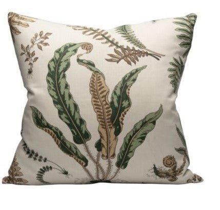 Scalamandre Elsie De Wolfe Green & Brown Foliage Outdoor Decorative Throw Pillow - Outdoor Pillows - The Well Appointed House