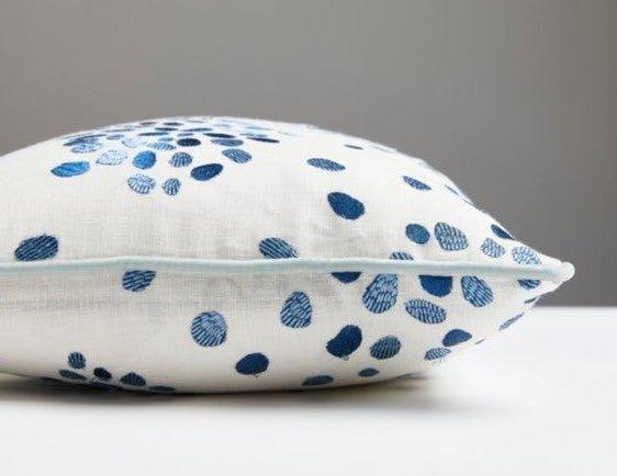 Scalamandre Embroidered Blue Firefly Lumbar Pillow - Pillows - The Well Appointed House