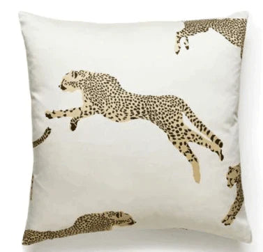 Scalamandre Ivory Leaping Cheetah Decorative Throw Pillow - Pillows - The Well Appointed House