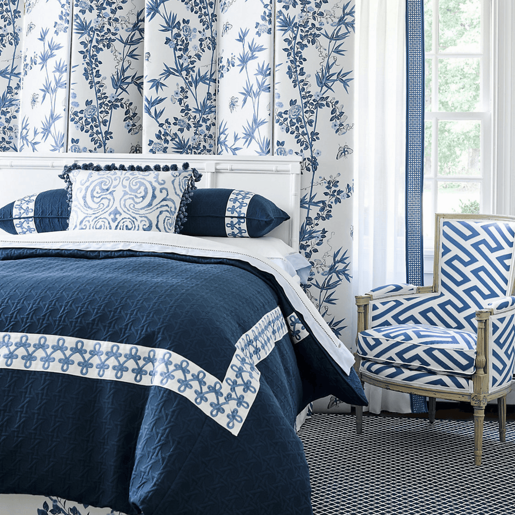 Scalamandre Jardin De Chine Fabric in Porcelain Blue & White - Fabric by the Yard - The Well Appointed House