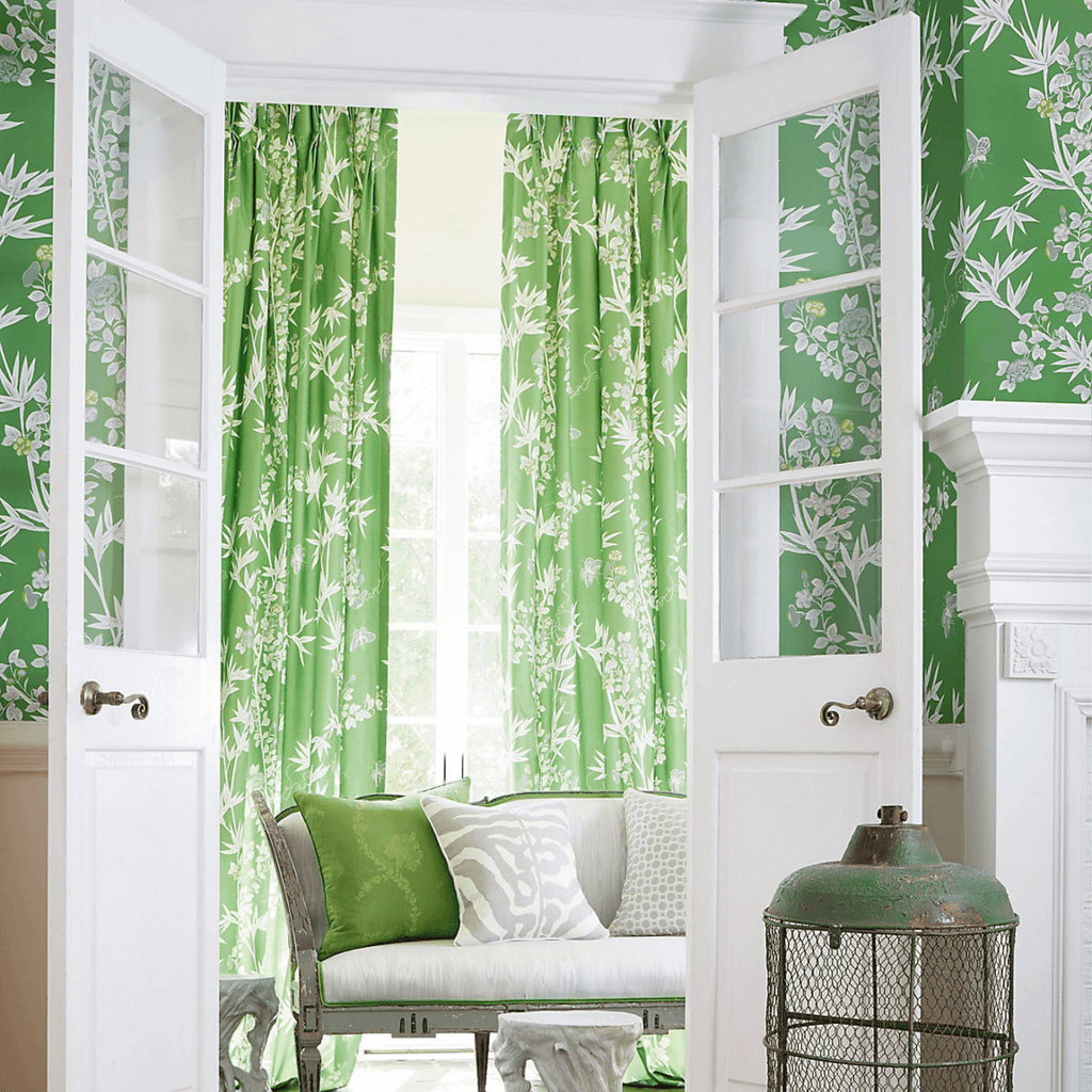 Scalamandre Jardin De Chine Fabric in Porcelain Jade Green - Fabric by the Yard - The Well Appointed House