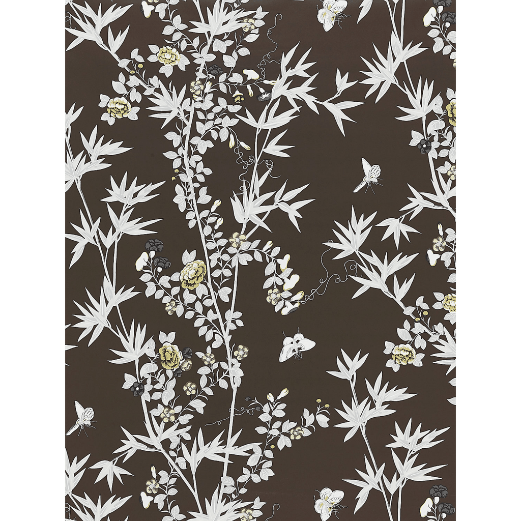 Scalamandre Jardin De Chine Wallcovering in Espresso Brown - Wallpaper - The Well Appointed House