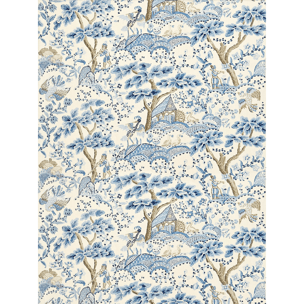Scalamandre Kelmescott Hand Block Print Fabric in Porcelain Blue - Fabric by the Yard - The Well Appointed House