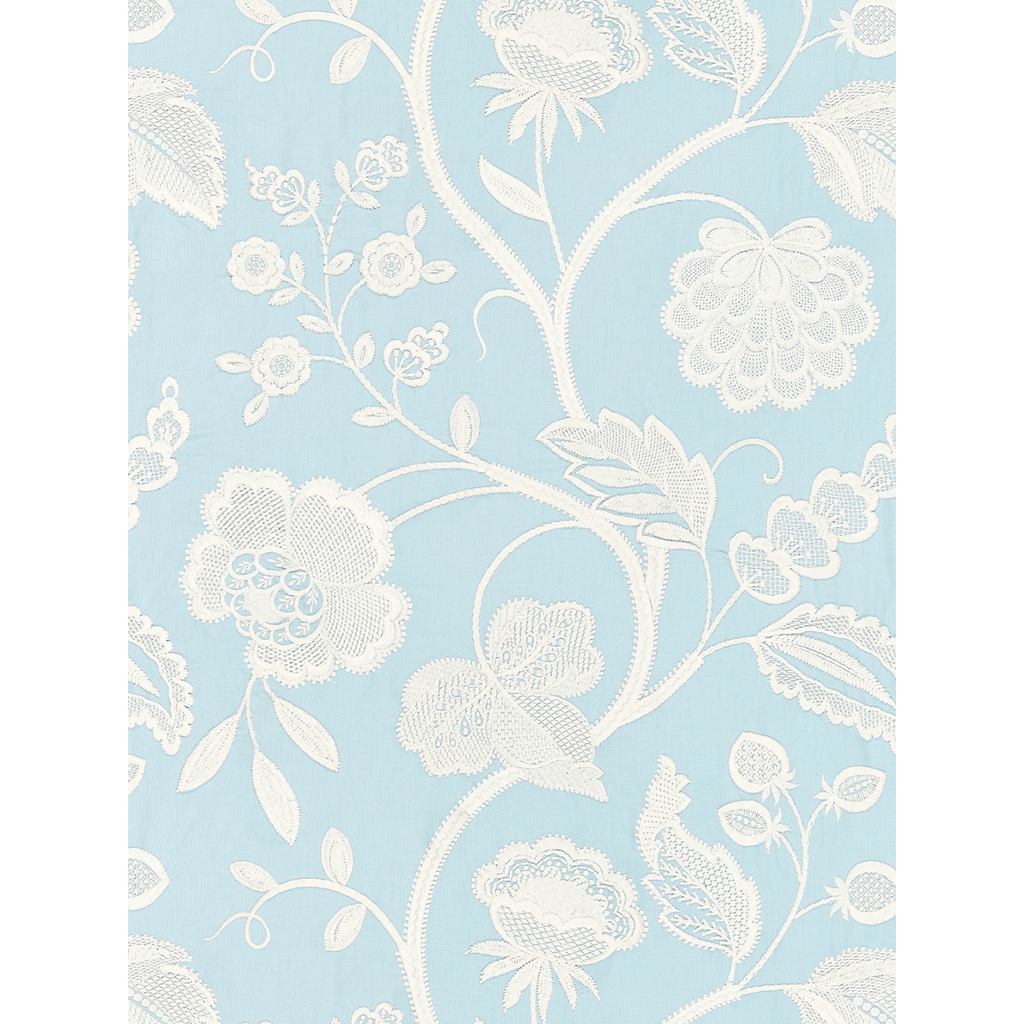 Scalamandre Kensington Floral Embroidery Fabric in Sky Blue - Fabric by the Yard - The Well Appointed House