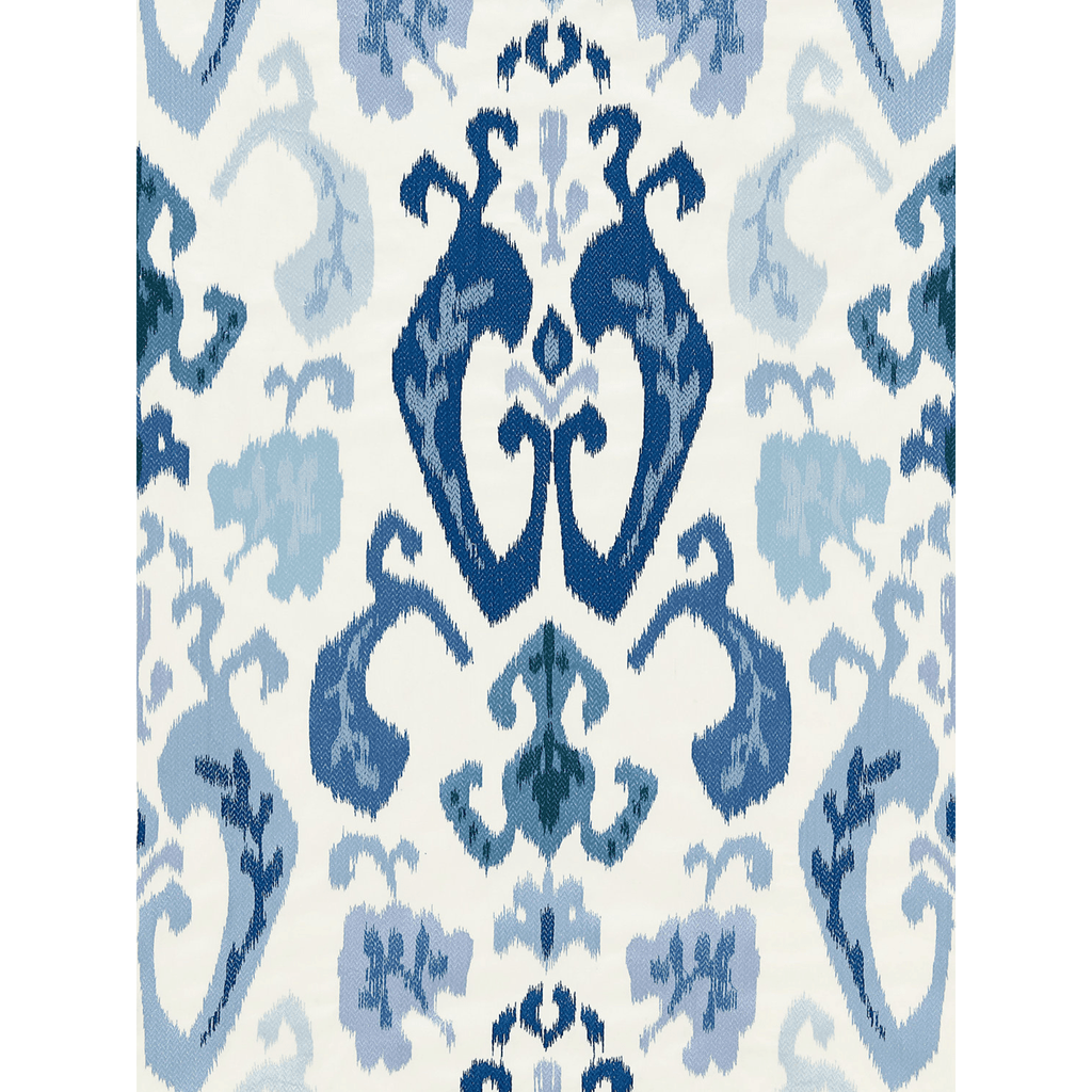 Scalamandre Mandalay Ikat Embroidery Fabric in Porcelain Blue & White - Fabric by the Yard - The Well Appointed House