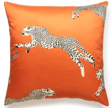 Scalamandre Orange Leaping Cheetah Decorative Throw Pillow - Pillows - The Well Appointed House