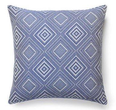 Scalamandre Outdoor Antigua Indigo Woven Geometric Pattern Decorative Throw Pillow - Outdoor Pillows - The Well Appointed House