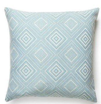 Scalamandre Outdoor Antigua Sky Blue Woven Geometric Pattern Decorative Throw Pillow - Outdoor Pillows - The Well Appointed House