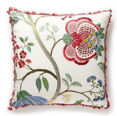 Scalamandre Palampore Embroidered Botanical Foliage Pillow - Pillows - The Well Appointed House
