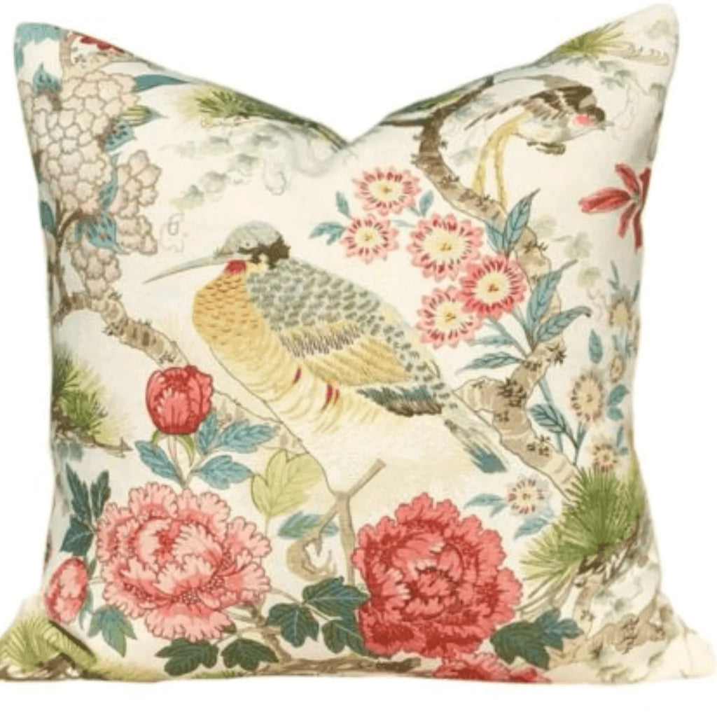 Scalamandre Shenyang Bloom Linen Print Decorative Throw Pillow - Pillows - The Well Appointed House