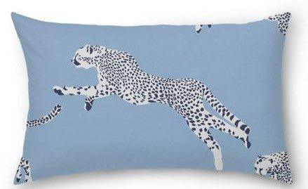 Scalamandre Sky Blue Leaping Cheetah Decorative Lumbar Pillow - Pillows - The Well Appointed House