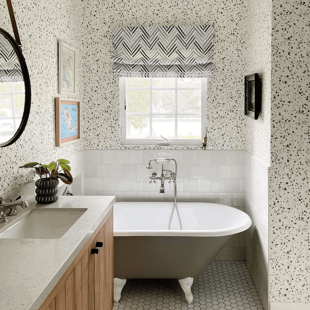 Scalamandre Spatter Navy on White Wallcovering - Wallpaper - The Well Appointed House